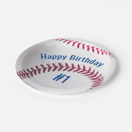 名前と年齢が付いた赤と青 ペーパープレート (アングル)