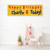 名前と年齢が付いた6th誕生日パーティバナー 横断幕 (インサイチュ)