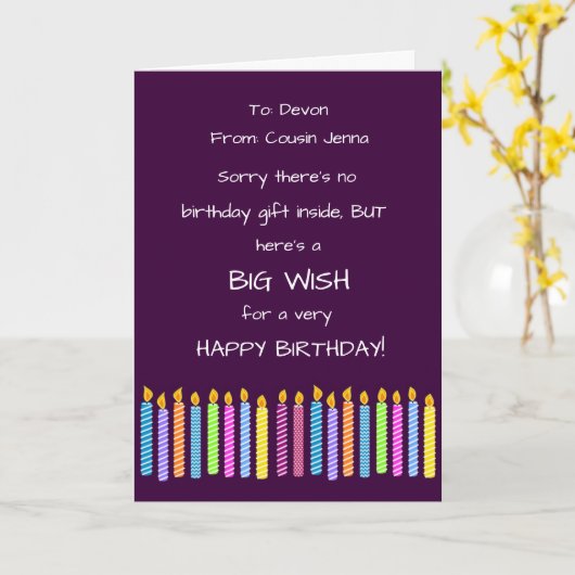 名前と年齢のカスタマイズおもしろい誕生日挨拶 カード (黄色い花)