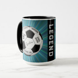 名前と年齢のテキスト入り オーダーメイド サッカーボール 誕生日 マグカップ