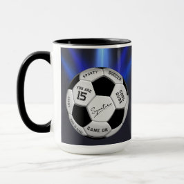 名前と年齢のテキスト入り オーダーメイド サッカーボール 誕生日 マグカップ