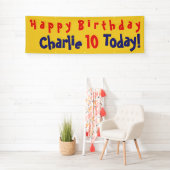 名前と年齢の付いた子供の誕生日パーティバナー 横断幕 (インサイチュ)