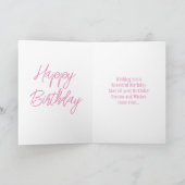 名前と年齢の付いた白いユニコーンガール誕生日カード カード (内部)