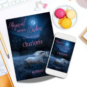 名前と年齢の付いた白いユニコーンガール誕生日カード カード