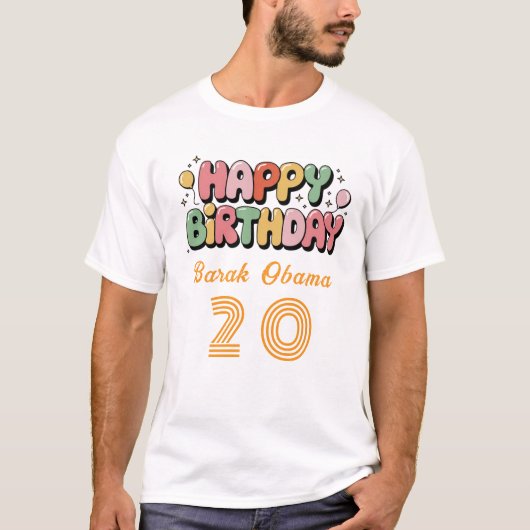 名前と年齢の数字入り オーダーメイド ハッピーバースデーTシャツ Tシャツ (正面)