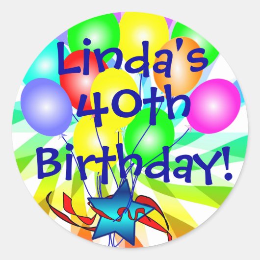 名前と年齢の誕生日シール ラウンドシール (正面)