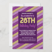 名前と年齢の誕生日パーティー ケルト柄 紫 招待状 (正面)