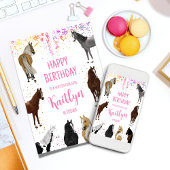 名前と年齢の馬の女の子の誕生日カード カード
