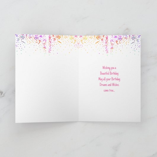 名前と年齢の馬の女の子の誕生日カード カード (内部)