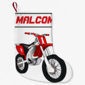 名前と年齢またはナンバーダートバイク スモールクリスマスストッキング (正面)