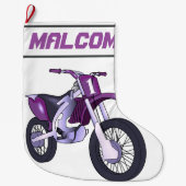 名前と年齢またはナンバーダートバイク ラージクリスマスストッキング (正面)