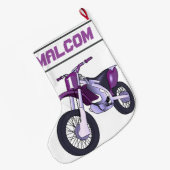 名前と年齢またはナンバーダートバイク ラージクリスマスストッキング (裏面 (吊り時))