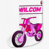 名前と年齢またはナンバーダートバイク ラージクリスマスストッキング (裏面)