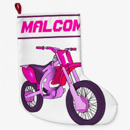 名前と年齢またはナンバーダートバイク ラージクリスマスストッキング