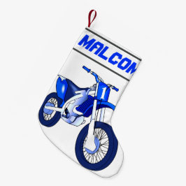 名前と年齢またはナンバー ダートバイク モーターサイクル スモールクリスマスストッキング