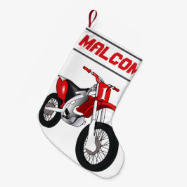 名前と年齢またはナンバー ダートバイク モーターサイクル スモールクリスマスストッキング