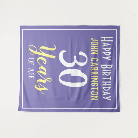 名前と年齢を入れた誕生日メッセージ - 30歳の誕生日 タペストリー (正面(横))