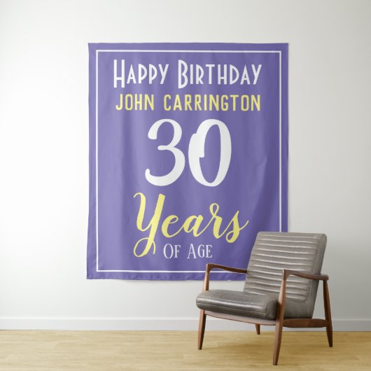 名前と年齢を入れた誕生日メッセージ - 30歳の誕生日 タペストリー (インサイチュ)