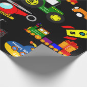 名前と年齢パーソナライズされた付き輸送誕生日 ラッピングペーパー (角)