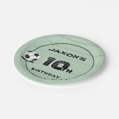 名前と年齢入りサッカーフットボール ペーパープレート (アングル)