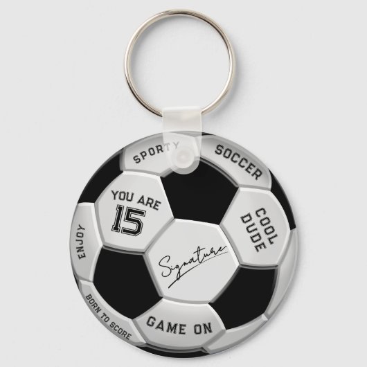 名前と年齢入り サッカー ボール 誕生日 | 年齢 名前 テキスト キーホルダー (正面)