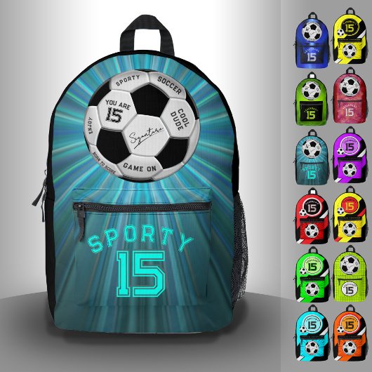 名前と年齢入り サッカー ボール 誕生日 | 年齢 名前 テキスト プリントバックパック