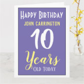 名前と年齢10年カード付きハッピーバースデー カード (黄色い花)