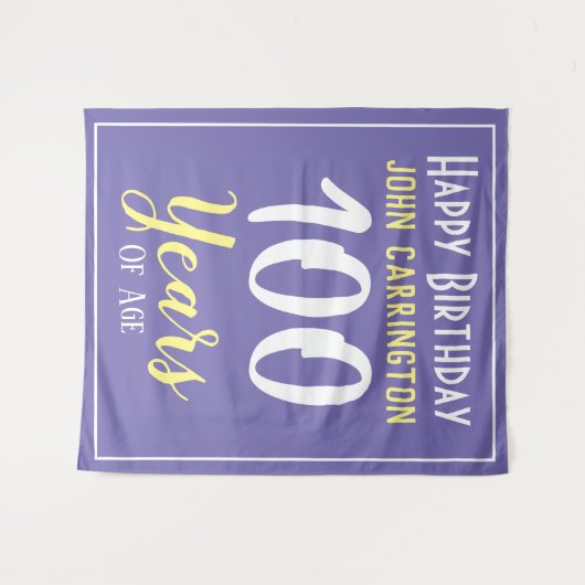 名前と年齢100年のタペストリーお誕生日おめでとう タペストリー (正面(横))
