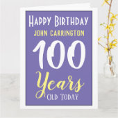 名前と年齢100年カード付きハッピーバースデー カード (黄色い花)