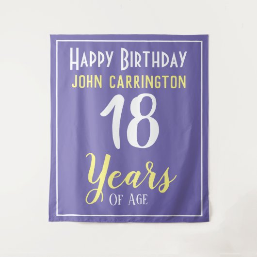 名前と年齢18歳の誕生日タペストリー タペストリー (正面)