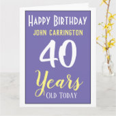 名前と年齢40年カードを持つハッピーバースデー カード (黄色い花)