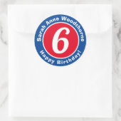 名前と年齢6のハッピーバースデー ラウンドシール (バッグ)