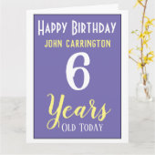 名前と年齢6年カード付きハッピーバースデー カード (黄色い花)