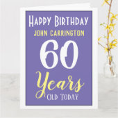 名前と年齢60年カード付きハッピーバースデー カード (黄色い花)