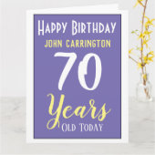 名前と年齢70年カードを持つハッピーバースデー カード (黄色い花)