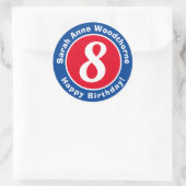 名前と年齢8のハッピーバースデー ラウンドシール (バッグ)