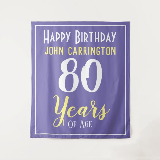 名前と年齢80歳の誕生日おめでとうタペストリー タペストリー (正面)