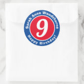 名前と年齢9のハッピーバースデー ラウンドシール (バッグ)