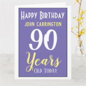 名前と年齢90年カード付きハッピーバースデー カード (黄色い花)