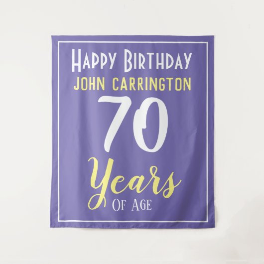 名前と年齢 70 歳の誕生日 タペストリー (正面)