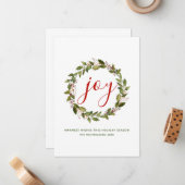 名前と年 |クリスマスジョイウォーターカラーリース ノートカード (正面/裏面インサイチュ)