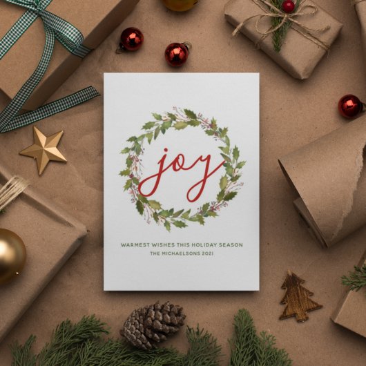 名前と年 |クリスマスジョイウォーターカラーリース ノートカード