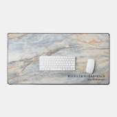 名前と役職が入った伝統的な大理石調のデザイン デスクマット (キーボード&マウス)