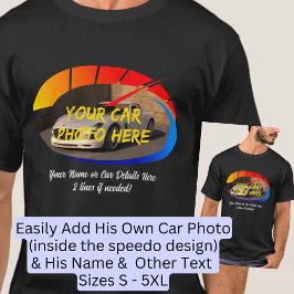 名前と彼の車の写真を追加，バナースペードアイコン Tシャツ
