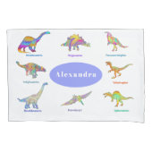 名前と恐竜のパターンPeriwinkle 枕カバー (正面)