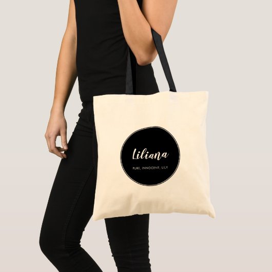 名前と意味のカスタムパーソナライズされた トートバッグ (正面(商品))