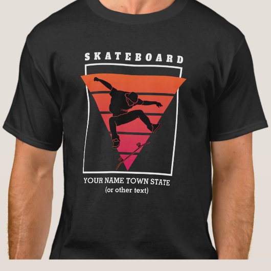 名前と文字スケートボードジオメトリック三角形を追加 Tシャツ