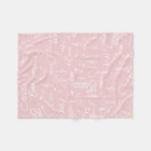 名前と斑点のある楽譜ピンク フリースブランケット (正面(横))