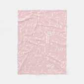 名前と斑点のある楽譜ピンク フリースブランケット (正面)