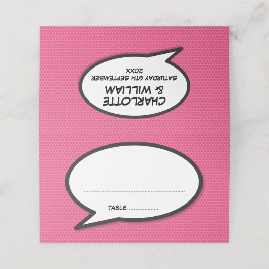 名前と日付がカスタマイズできるコミックブックポップアート プレイスカード (外部開封)